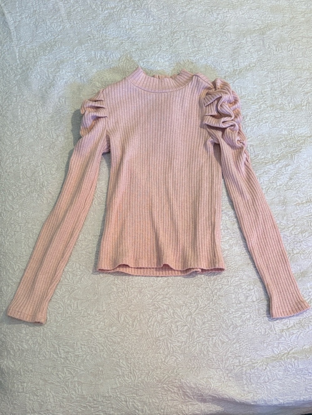 Janie and Jack Pink Ruffled Sleeve Ribbed Knit Top